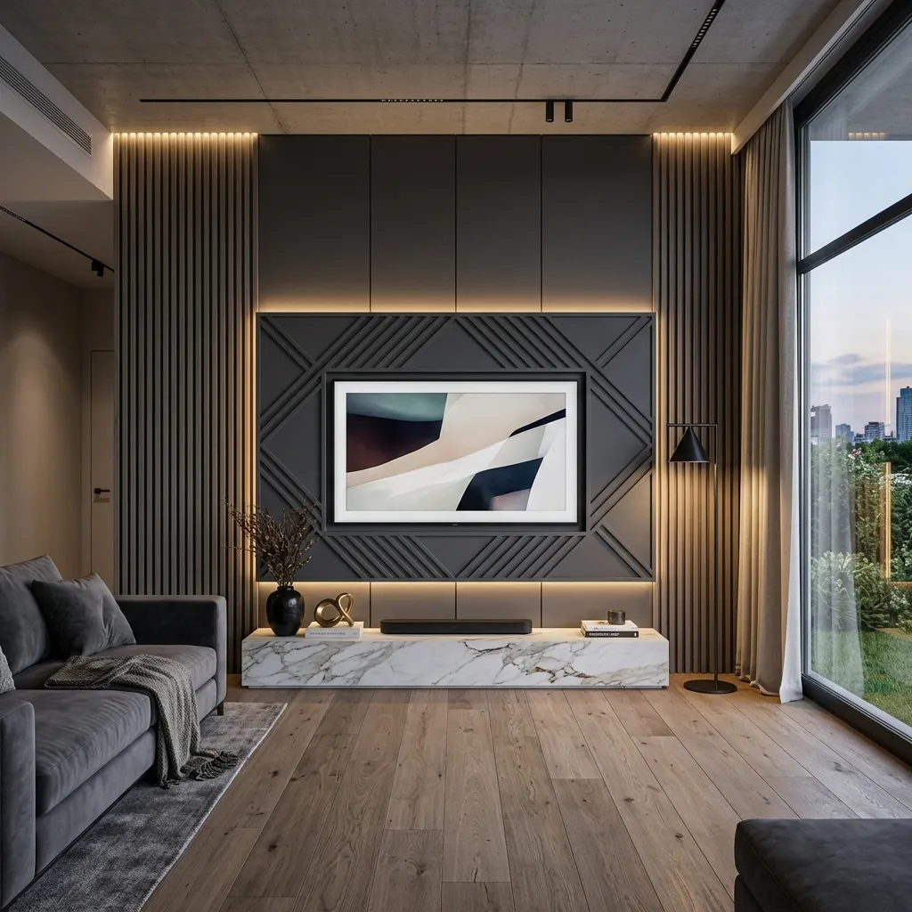 Modern Ahşap Panel & TV Ünitesi